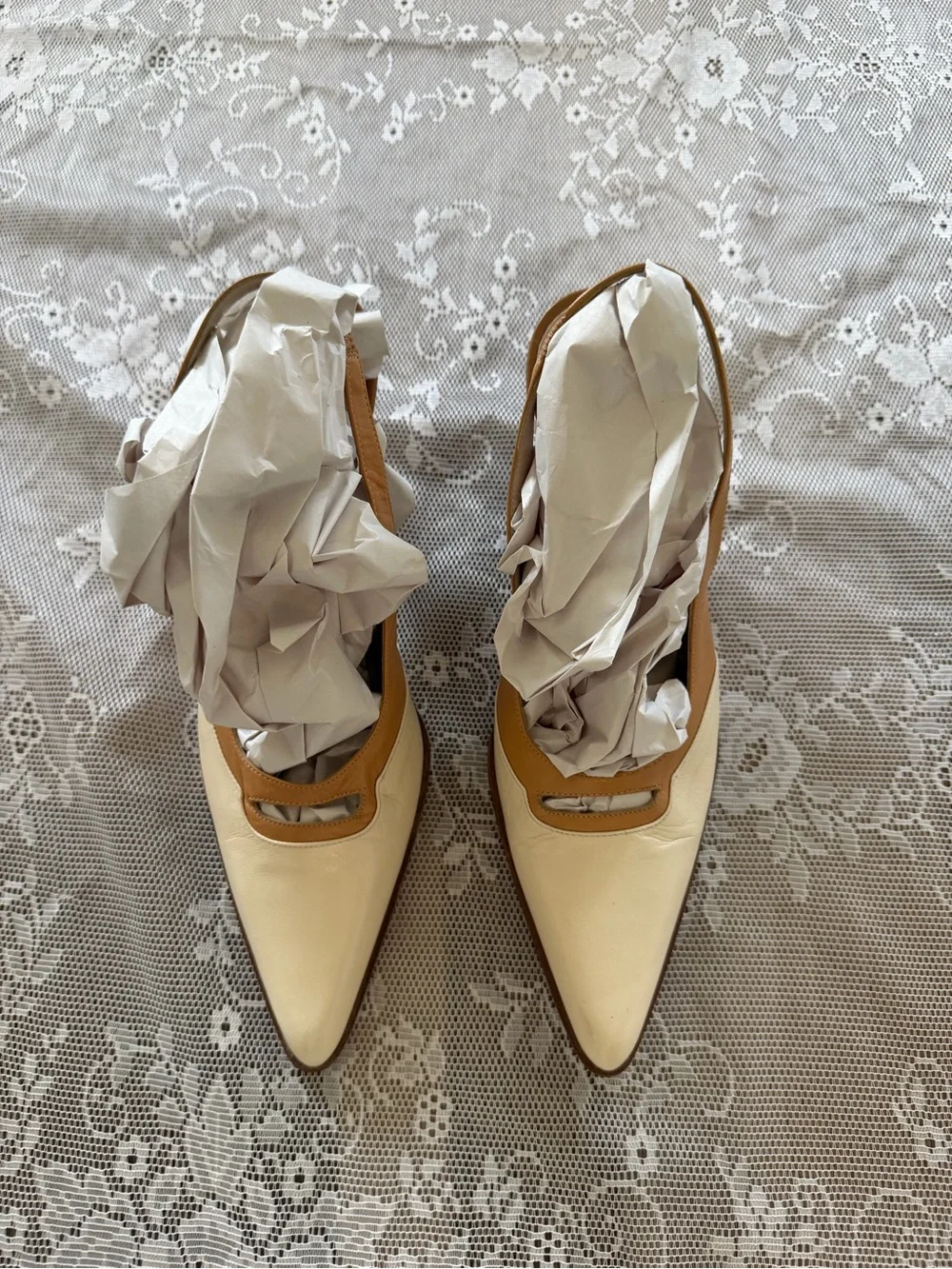 Vintage Mazzini Two toned Italian leather sling back